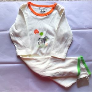 Babysoy Cream One Piece w/ Snaps and Zebra Graphic